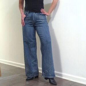 9TH & MAIN Rhinestone Embellished Wide Leg Jeans ~ NWT